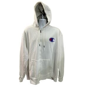 Champion Sweatshirt Hoodie Men's XL Embroidered Logo White Blue 27x30